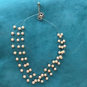 Pink Multi-Strand Faux Pearl Necklace